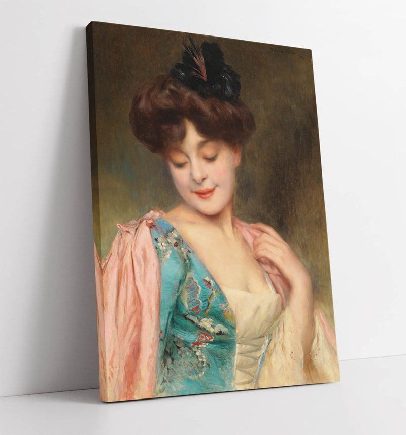 Canvas Wall Art Featuring Alexis Vollon Flirtatious Lady Painting – Premium Print