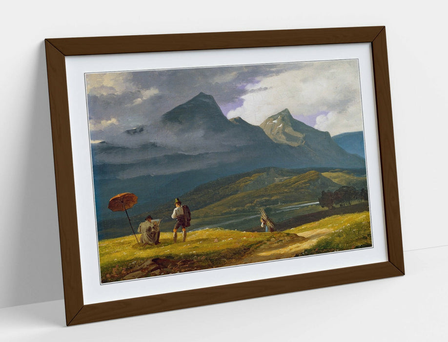 WILHELM BENDZ, MOUNTAIN LANDSCAPE -FRAMED POSTER PICTURE PRINT ARTWORK