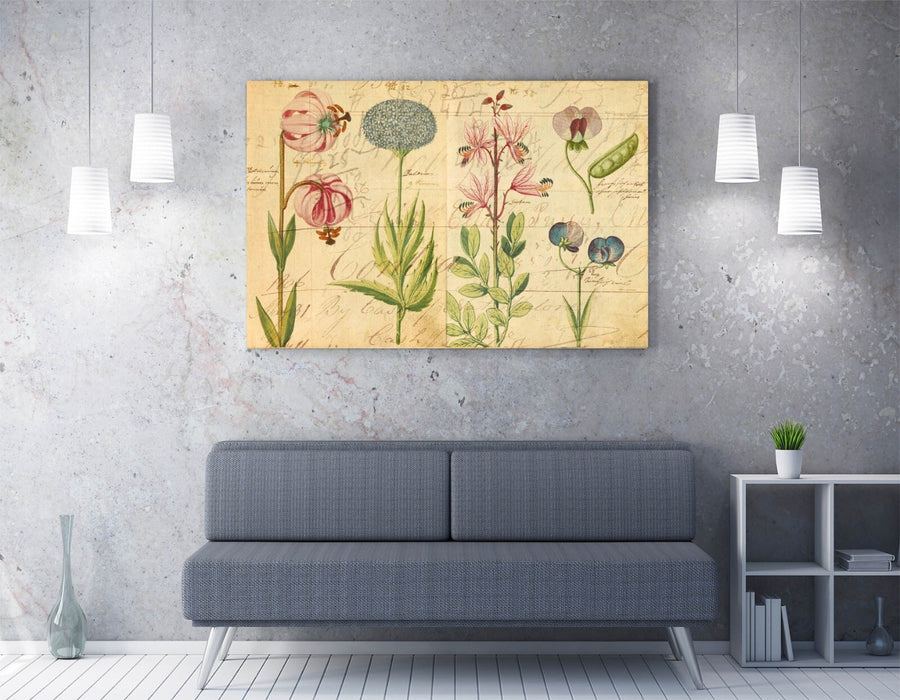 Botanical Canvas Art - Vintage Flower Print on Archival Grade Canvas with Satin Varnish
