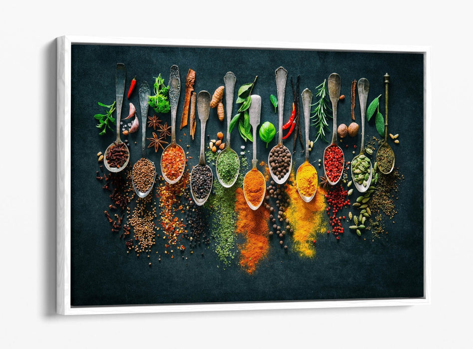 Canvas Wall Art – Herbs And Spices Spoons Kitchen Decor | Float Effect Print