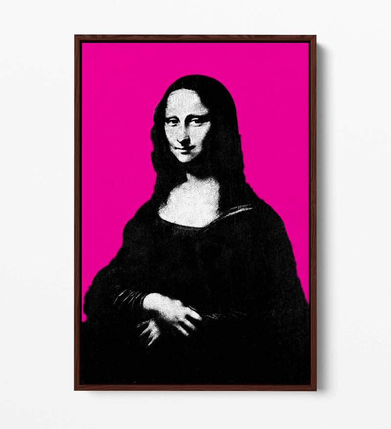 Pop Art Canvas - Mona Lisa Print With Hot Pink Float Effect Frame | Vibrant Wall Art