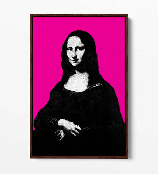 MONA LISA POP ART DA VINCI HOT PINK -FLOAT EFFECT CANVAS WALL ART PRINT