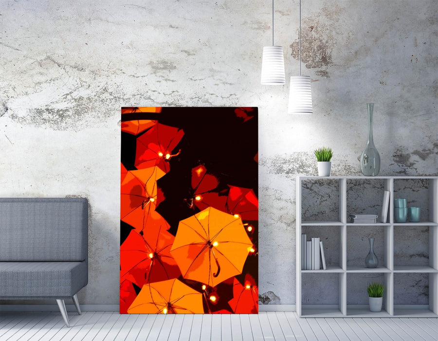 Canvas Wall Art - Orange Yellow Umbrella Print | Handmade Vibrant Artwork
