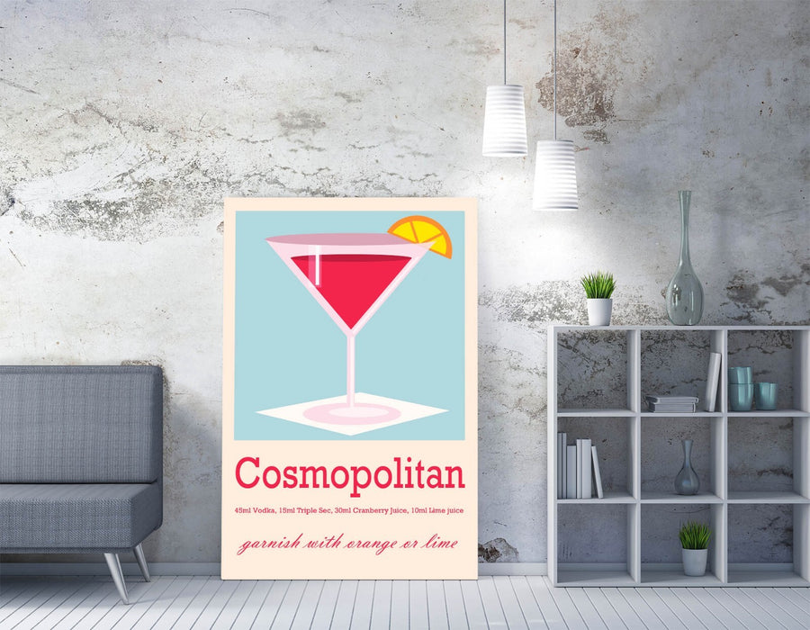Cosmopolitan Cocktail Poster - Handmade Canvas Wall Art UK | Premium Varnish Finish