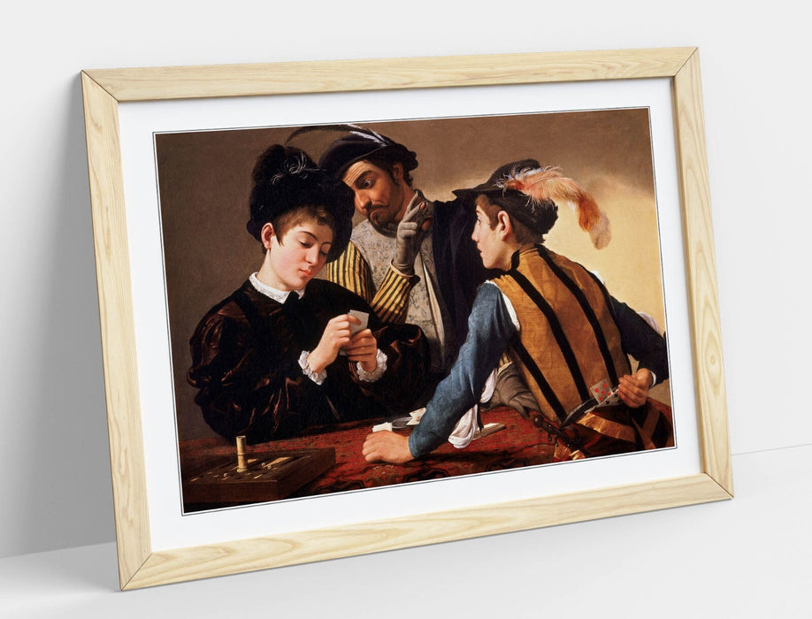 Framed Wall Art – Caravaggio Painting Print The Cardsharps Poster 4 Sizes