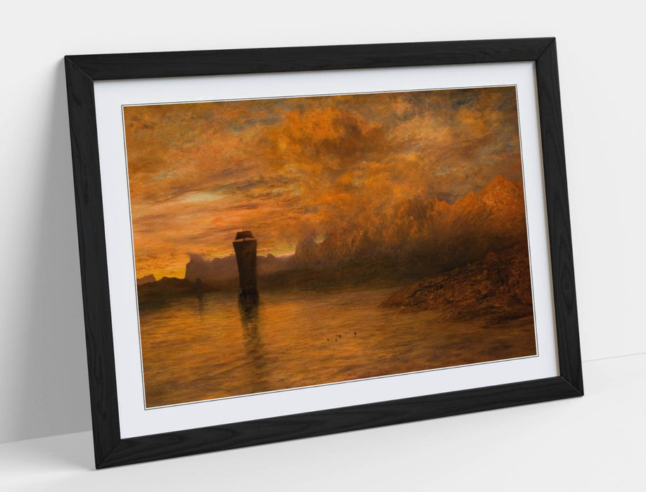 Framed Art Poster - Alfred William Hunt Norwegian Midnight Print | Matte Paper, Woodgrain Frame