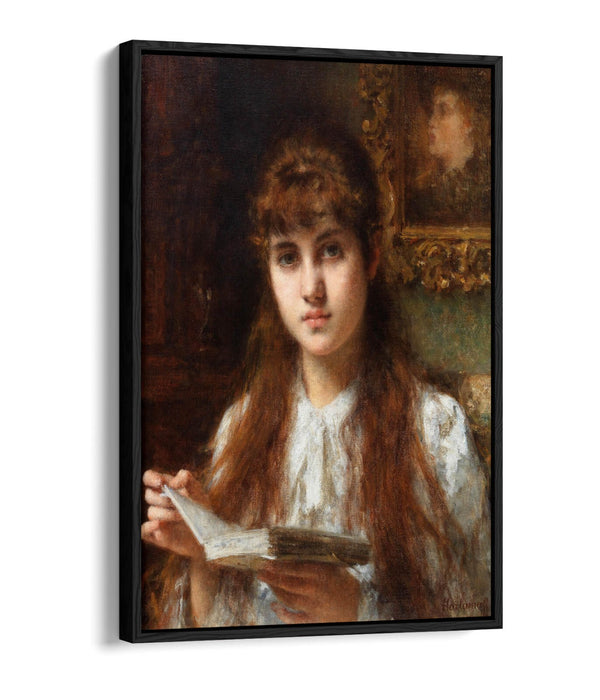 Float Effect Canvas Art - Girl Reading Handmade Canvas Print with Premium Frame