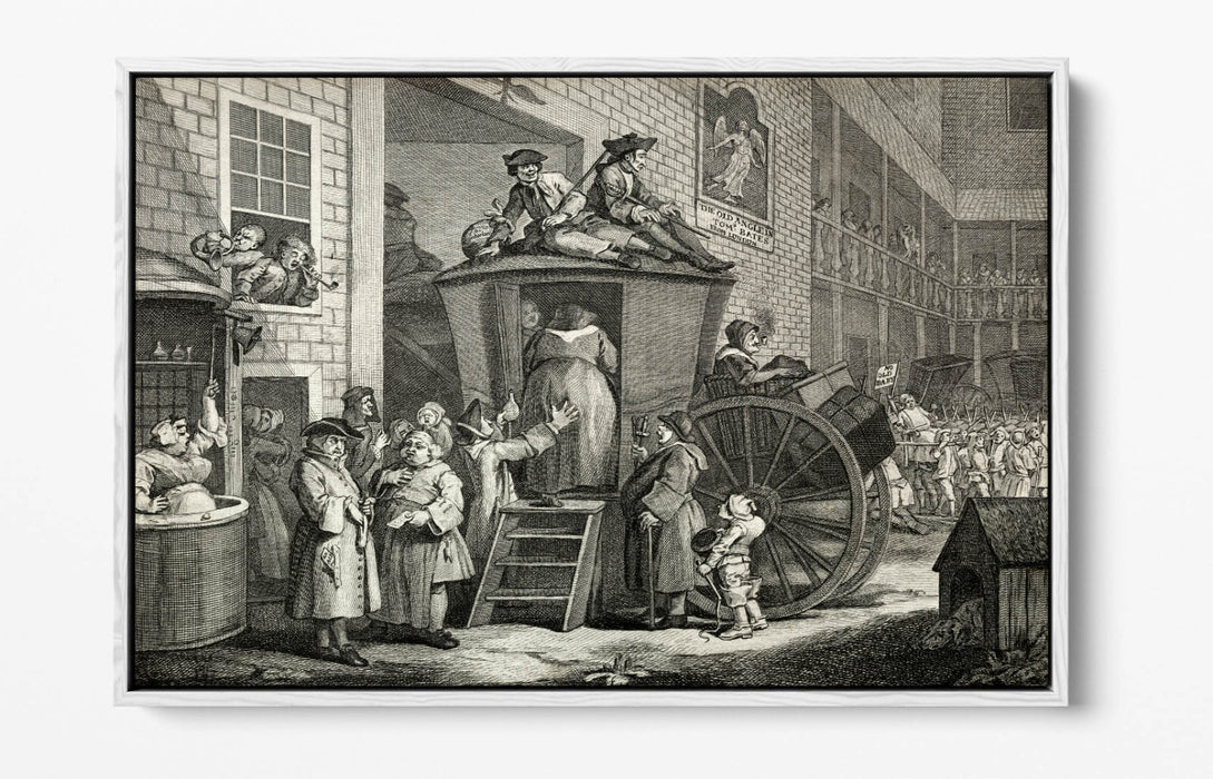WILLIAM HOGARTH, THE STAGE COACH -FLOAT EFFECT CANVAS WALL ART PRINT