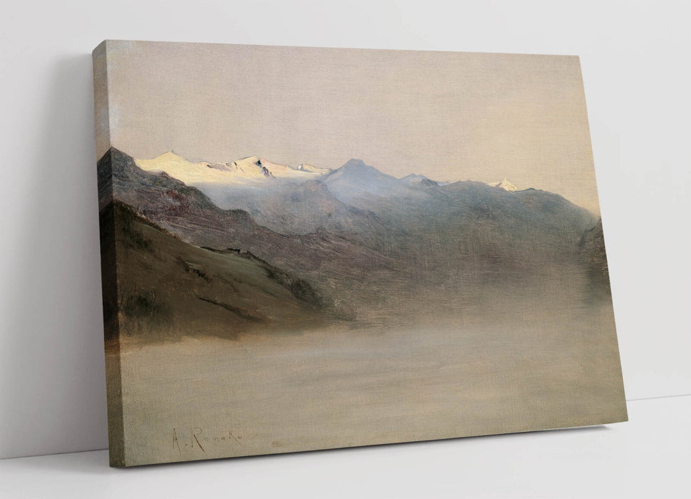 Canvas Wall Art - Anton Romako Gastein Valley Foggy Painting, Ready To Hang Artwork