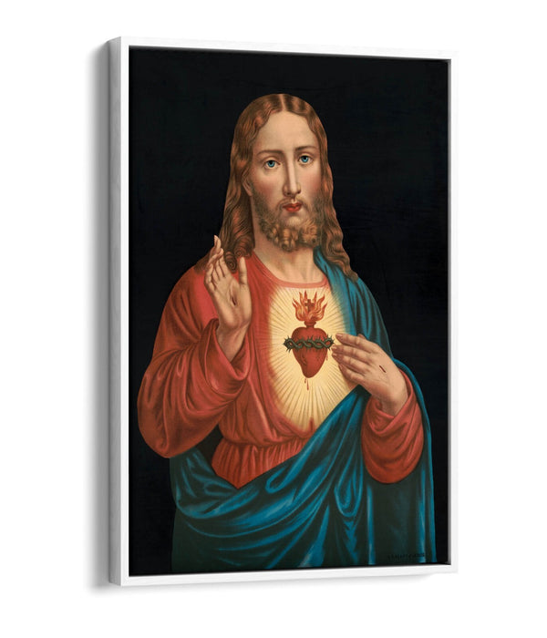 Religious Canvas Wall Art – Heart Of Jesus Spiritual Wall Print On 30mm Deep Frame