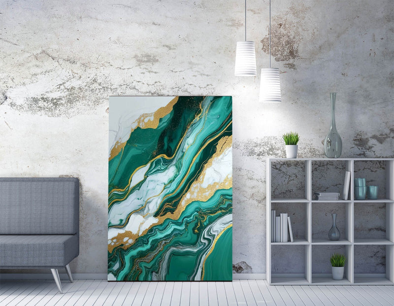 Canvas Wall Art – Teal Pattern Art Abstract Print | Premium Varnish Finish
