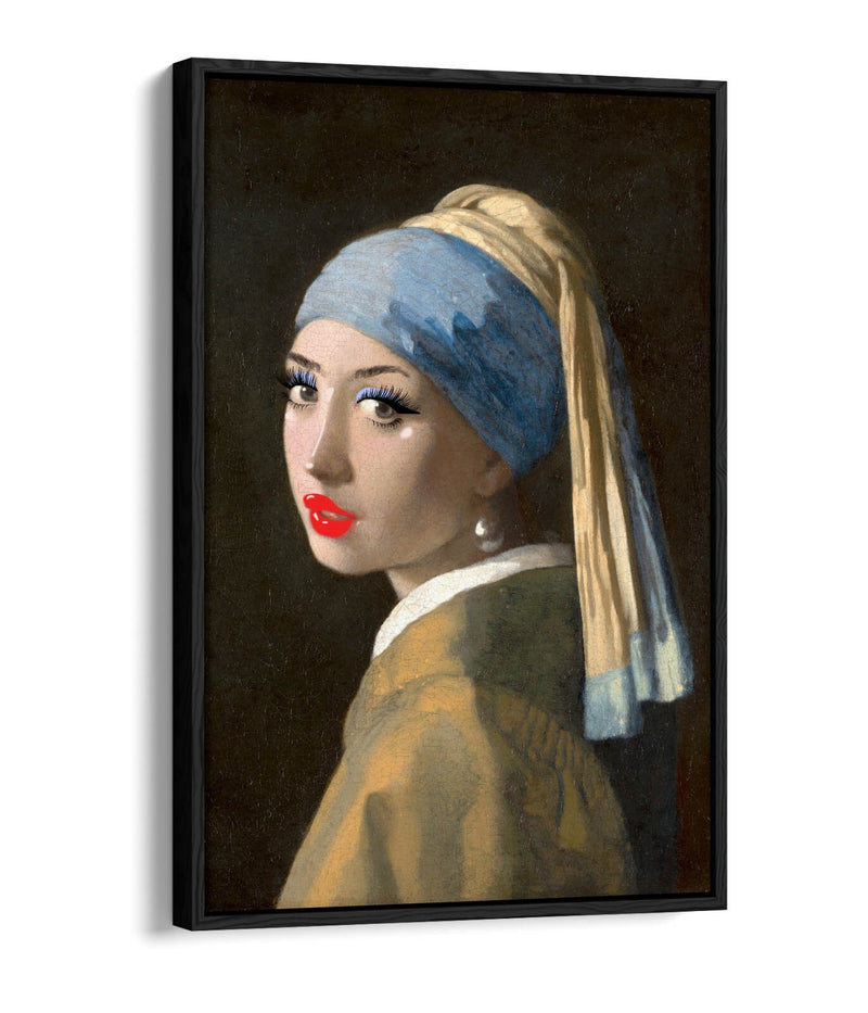 Float Effect Canvas Art - Girl With Pearl Earring Makeup | Handmade UK Wall Decor
