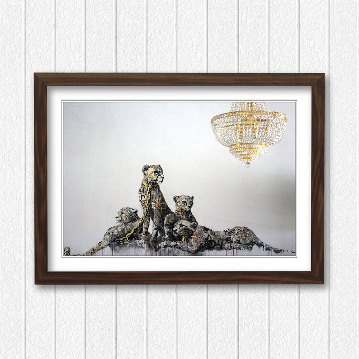 Banksy Framed Art Poster – Urban Street Art Print With Woodgrain Frame Design