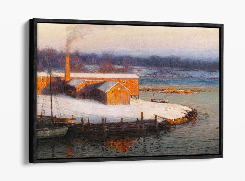 L. BIRGE HARRISON, THE RED MILL AT COS COB -FLOAT EFFECT CANVAS WALL ART PRINT