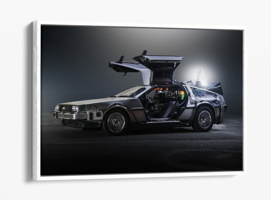 De Lorean Canvas Art – Back to the Future Print | Float Effect, Ready to Hang