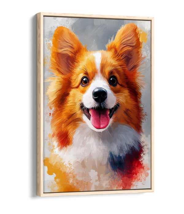 Dog Canvas Wall Art - Cute Smiling Dog Portrait With Tongue Out, Float Effect