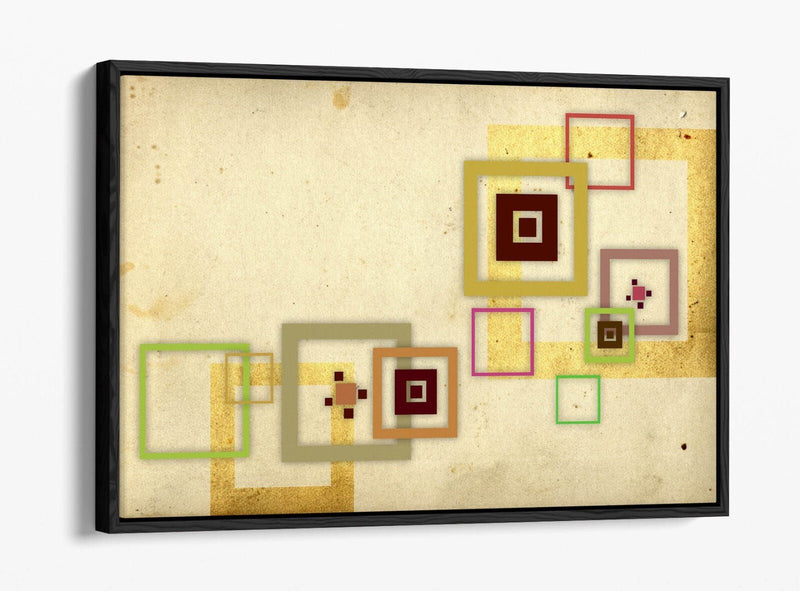Canvas Wall Art - Green Abstract Shapes | Float Effect Bedroom Print on MDF Frame