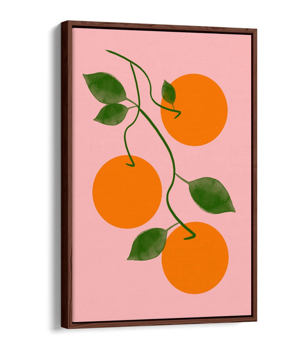 ORANGES ON VINE TRENDY MINIMALIST KITCHEN  -FLOAT EFFECT CANVAS WALL ART PRINT