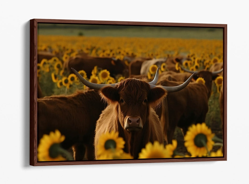 Canvas Wall Art - Highland Cows Print With Float Effect | Premium Handmade Decor