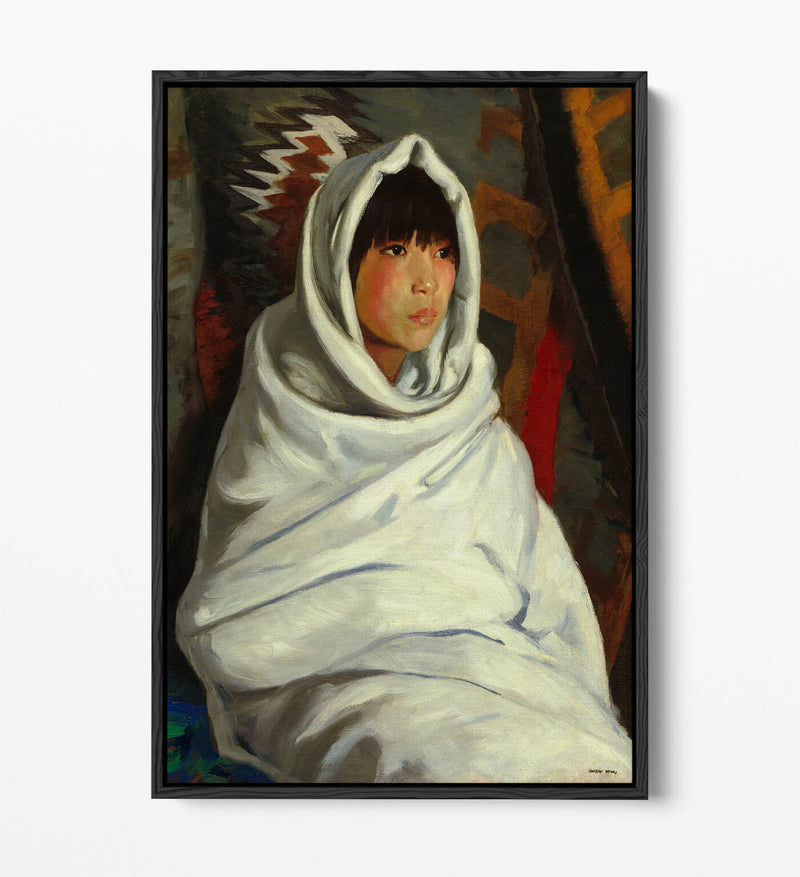 Canvas Wall Art Print - Girl in White Blanket | Handmade Float Effect Canvas