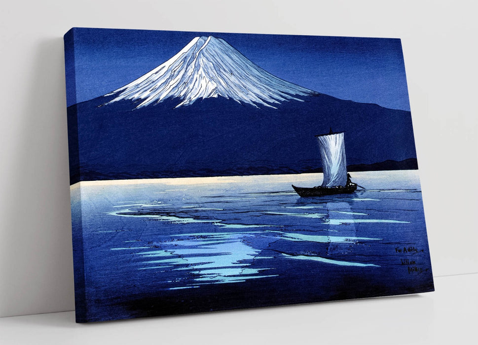 Canvas Wall Art - Moonlight On Mount Fuji Handmade Print With Premium Varnish Seal