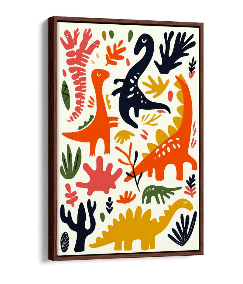 Dinosaur Canvas Art - Colorful Kids Wall Decor | Float Effect Canvas Print