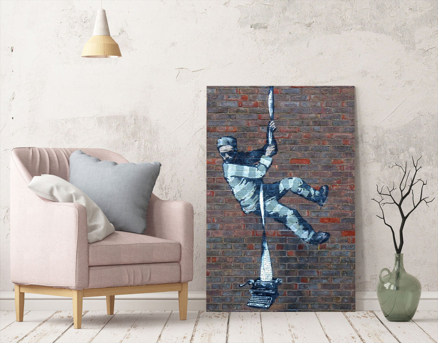 BANKSY READING JAIL PRISONER GRAFFITI CANVAS WALL ART PRINT ARTWORK DEEP FRAMED
