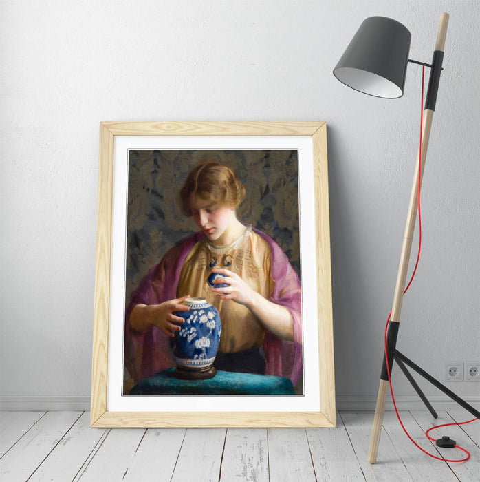 Framed Wall Art Featuring William McGregor Paxton Blue Jar Painting - Handmade UK Print