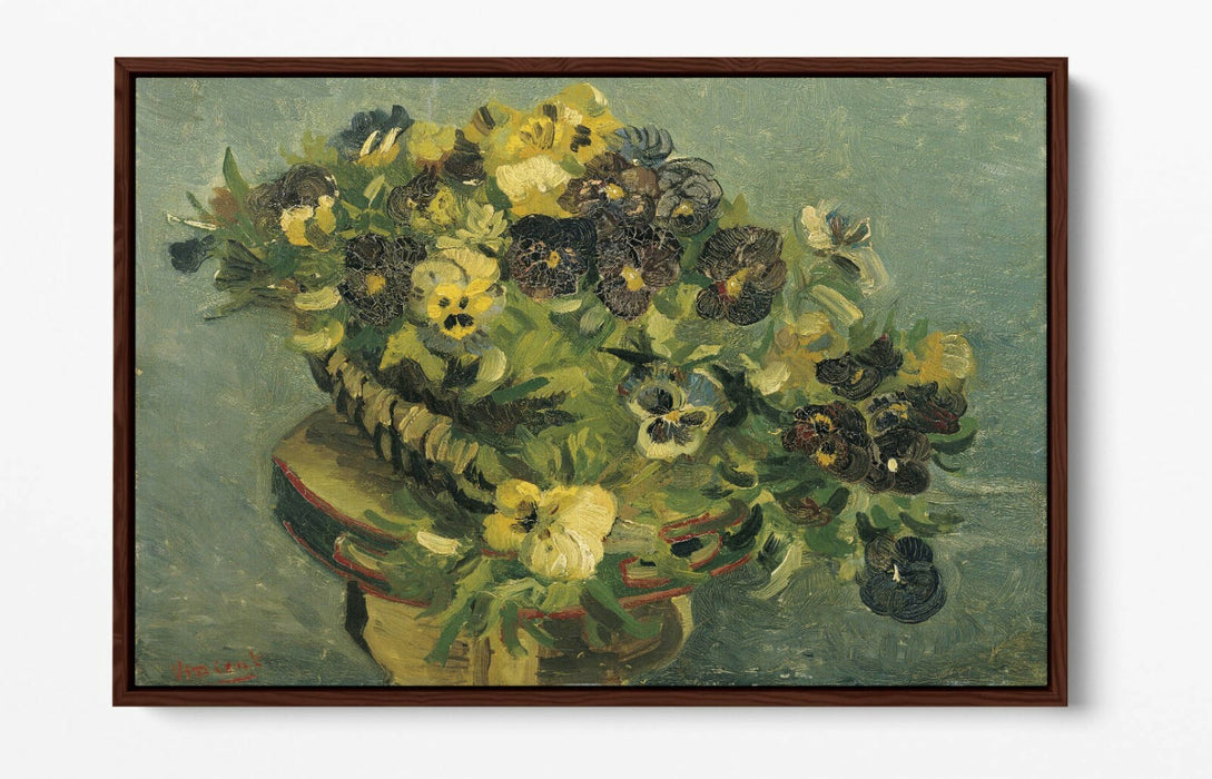 VINCENT VAN GOGH, BASKET WITH VIOLETS -FLOAT EFFECT CANVAS ART PRINT
