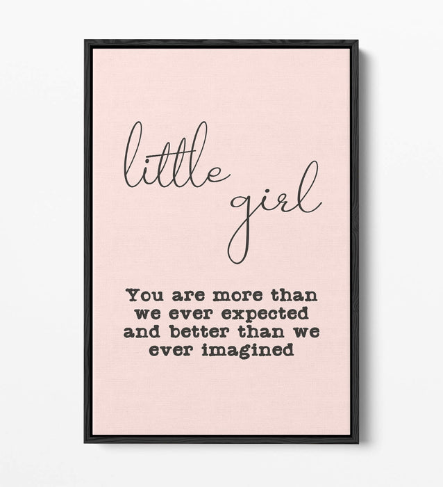"LITTLE GIRL" NURSERY BABY ROOM QUOTE SLOGAN -FLOAT EFFECT CANVAS WALL ART PRINT