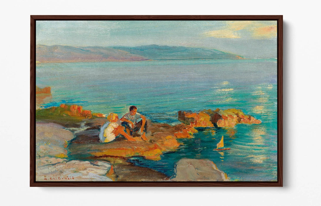 Canvas Wall Art Print - Children Beach Art With Float Effect On Premium MDF Frame