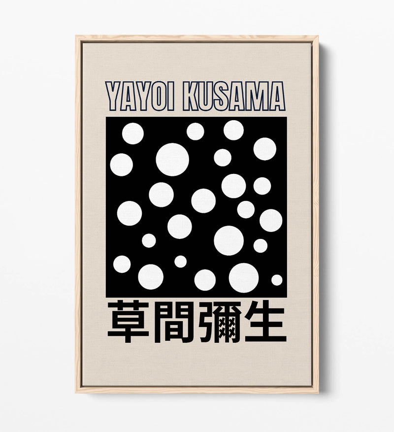 Canvas Art Print – Contemporary Black and White Polka Dot Decor with Float Effect Frame