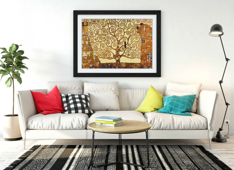 Framed Art Poster - Gustav Klimt Tree of Life Orange Print with UK Made Frames