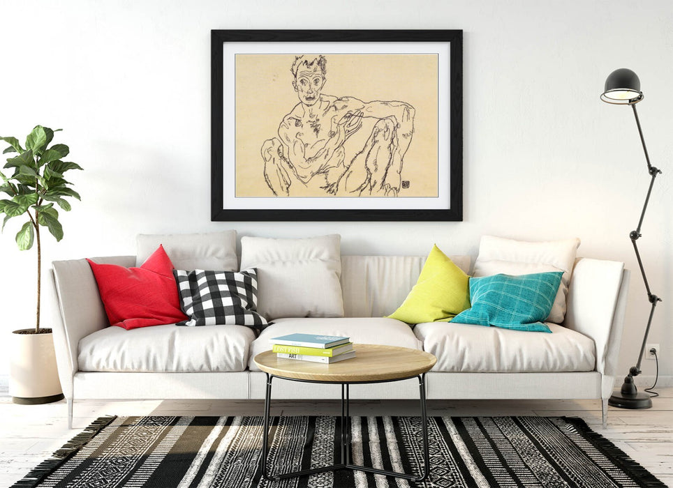 Framed Art Poster - Nude Self Portrait Print | Museum Quality Wall Art Decor