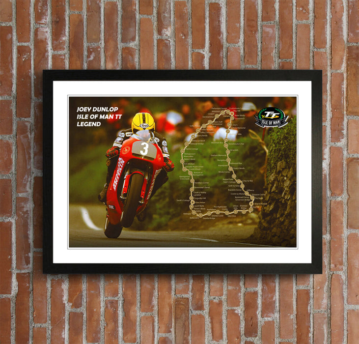 Isle of Man TT Poster - Joey Dunlop Racing Legend Framed Motorcycle Art Print