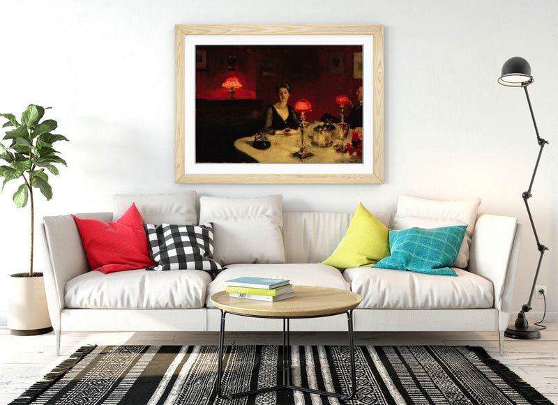 Framed Art Poster - John Singer Sargent Dinner Table Painting | Matte Paper Print