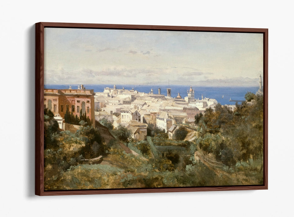 CAMILLE COROT, VIEW OF GENOA -FLOAT EFFECT CANVAS WALL ART PRINT