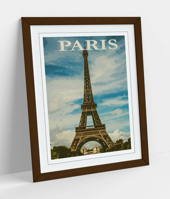 VINTAGE RETRO PARIS EIFFEL TOWER TRAVEL POSTER -FRAMED WALL ART PICTURE PRINT