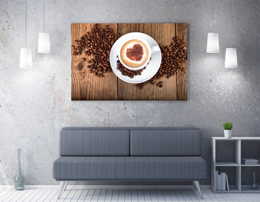 Coffee Cup Wall Art – Heart Coffee Canvas Print | Handmade Kitchen Decor