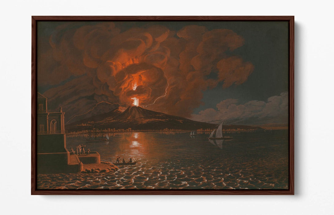 Volcano Canvas Art – Italian Volcano Painting on Handmade Float Effect Canvas Wall Art