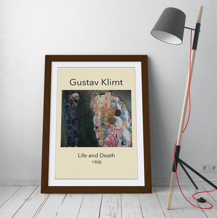Framed Wall Art Gustav Klimt Print - Life And Death Poster With Faux Wood Frame