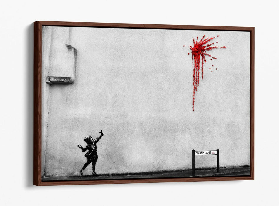 BANKSY VALENTINES ARTWORK -FLOAT EFFECT CANVAS WALL ART PIC PRINT GRAFFITI- RED