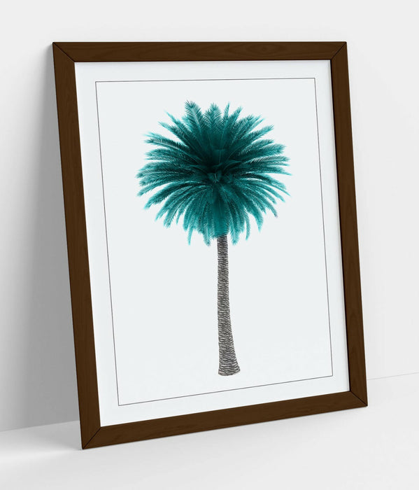 TEAL PALM TREE -ART FRAMED POSTER PICTURE PRINT ARTWORK-