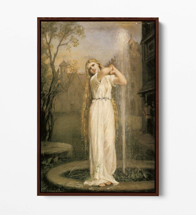 JOHN WILLIAM WATERHOUSE UNDINE -FLOAT EFFECT CANVAS WALL ART PIC PRINT- BEIGE