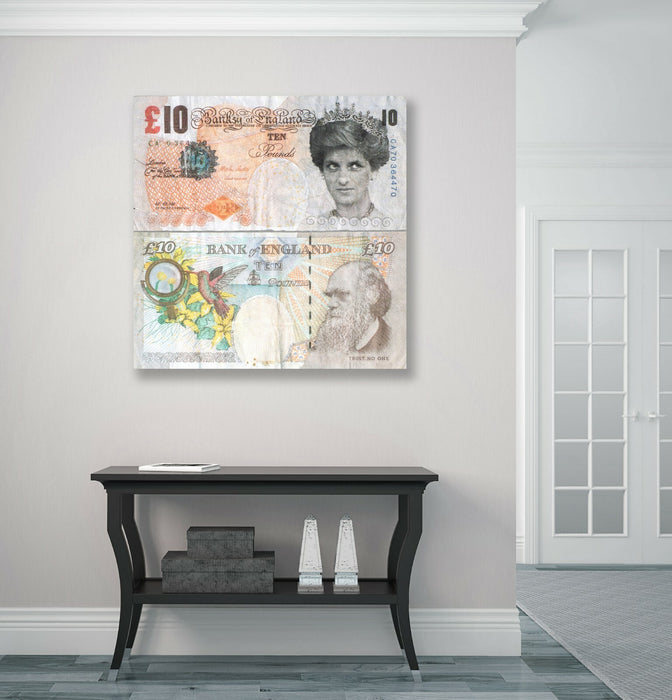 BANKSY MONEY TENNER DIANA CANVAS WALL ART PICTURE PRINT ARTWORK SQUARE TRUST XL