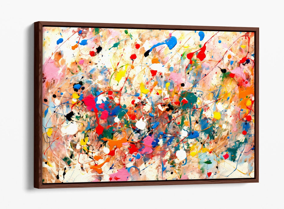 Float Effect Canvas Art – Multi Colour Pollock Style Abstract Wall Decor Print