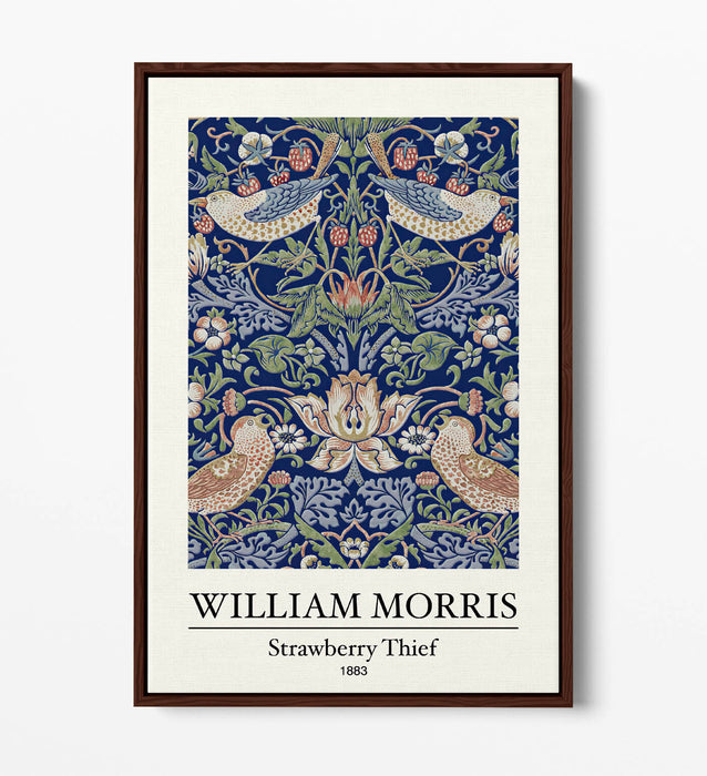 Float Effect Canvas Art – Handmade William Morris Strawberry Thief Print | Premium MDF Frame