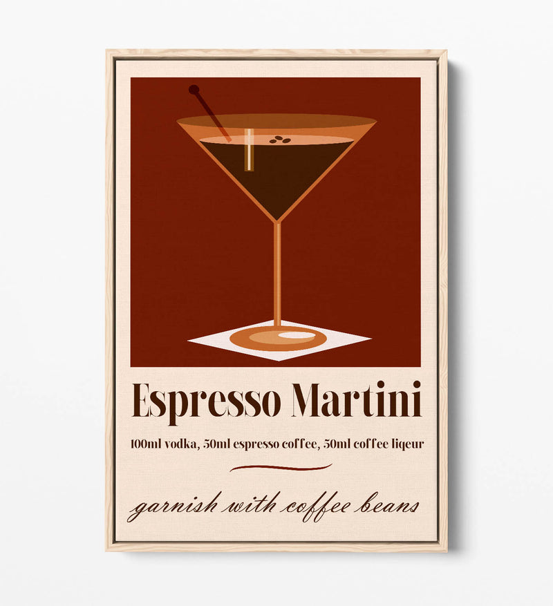 Espresso Martini Canvas – Float Effect Cocktail Wall Art With Premium Varnish Finish
