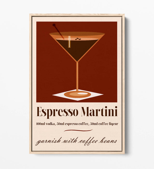 Espresso Martini Canvas – Float Effect Cocktail Wall Art With Premium Varnish Finish