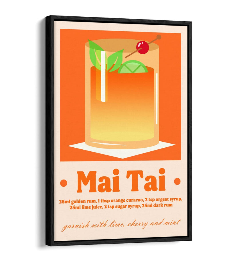 Mai Tai Cocktail Poster - Vibrant Canvas Wall Art With Float Effect Frame